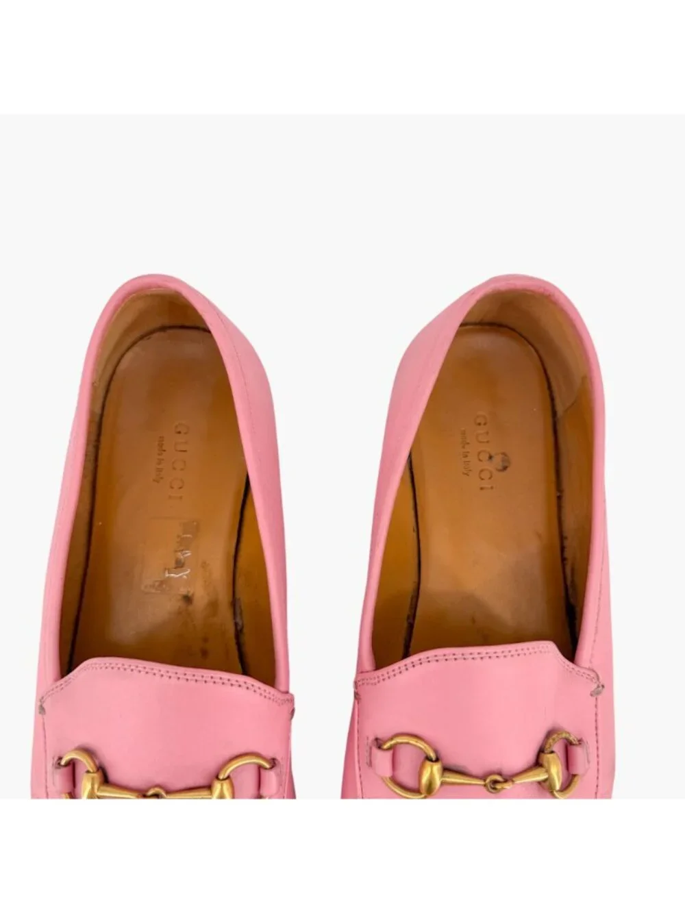 Gucci Jordaan Horsebit Loafers Pink Leather Size 39.5 US 9.5 Women's Flats